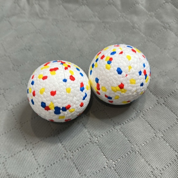 2 pack Vibrant Dog Play Balls with Red, Blue, and Yellow Accents 2 medium balls - Picture 4 of 4